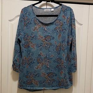 Paisley Print Blouse in Blue by Catherines